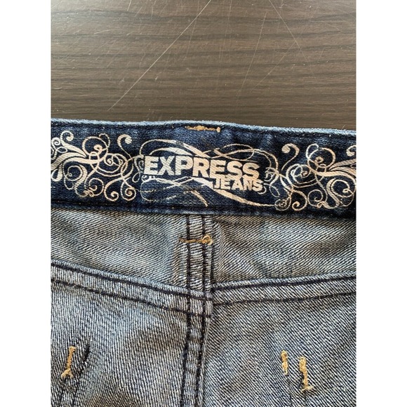 Express Zelda Jeans Women’s 8 Blue Denim Slim Fit Ultra Low Rise Distressed READ - Picture 5 of 16